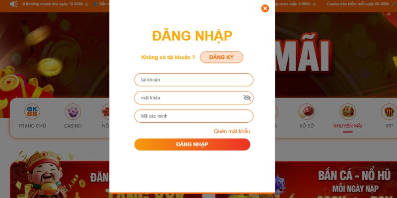 Người chơi đăng nhập nhà cái nếu trước đó đã tạo tài khoản cược